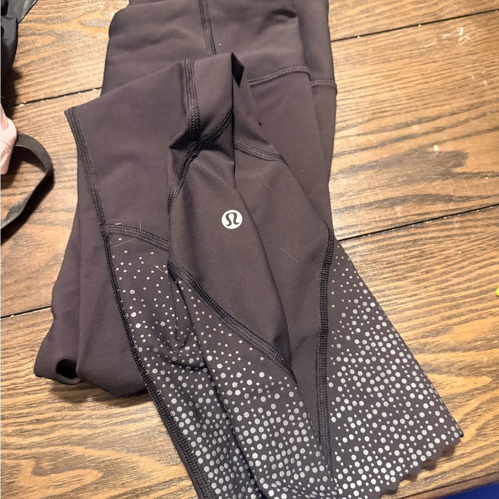 lululemon athletica Black Leggings with Gray Dot Pattern
